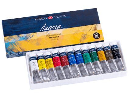 Sada olejových barev Ladoga 12x18 ml, Nevskaya Palitra, lněné pojivo
