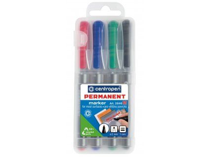 Centropen 2846 Permanent marker M sada 4 kusů, alkoholová báze, válcový hrot 1 mm