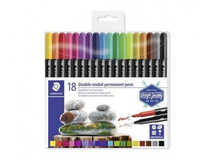 Staedtler Design Journey sada 18 oboustranných permanentních fixů, hroty 0,4 mm a 2 mm