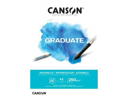 Akvarelový papír Canson Graduate Aquarelle blok A3 250 g/m2, 20 listů, Cold Press