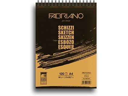 Skicák Fabriano Schizzi A5, 90 g, 60 listů na spirále, papír se jemným zrnem