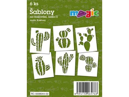 Magic šablony papírové sada I1 Kaktusy, 6 ks, bílý karton 220 g, formát 11x14 cm