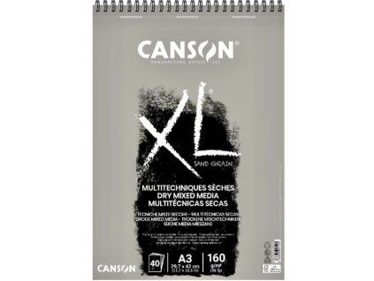 Canson XL Dry Mixed Media Sand Grain šedý skicák A3, 160 g, 40 listů