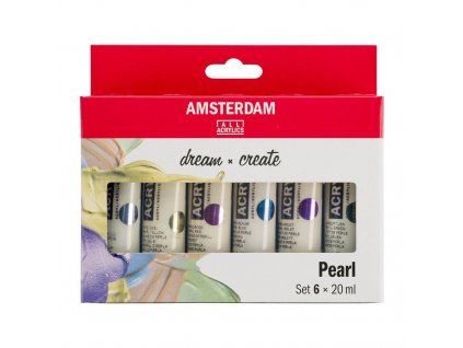 Sada akrylových barev Talens Amsterdam Pearl 6x20 ml, perleťové odstíny