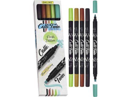 Kaligrafické fixy ONLINE Calli.Twin Fresh Set 5 ks, oboustranné, šířka stopy 3 mm a split hrot