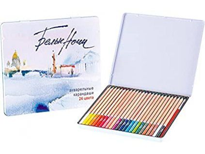 Nevskaya Palitra White Nights akvarelové pastelky 24 ks v plechové etui