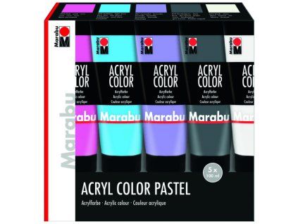 Sada 5 akrylových barev Marabu Acryl Color 5 x 100 ml, pastelové odstíny