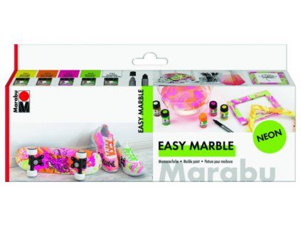 Marabu Easy Marble Neon sada 5 x 15 ml, mramorovací barvy v neonových odstínech