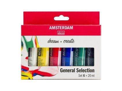 Sada akrylových barev Talens Amsterdam Standard 6x20 ml, základní odstíny, plastové tuby