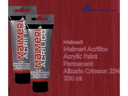 Akrylová barva Maimeri Acrilico 200 ml, odstín 254 červená alizarin permanentní