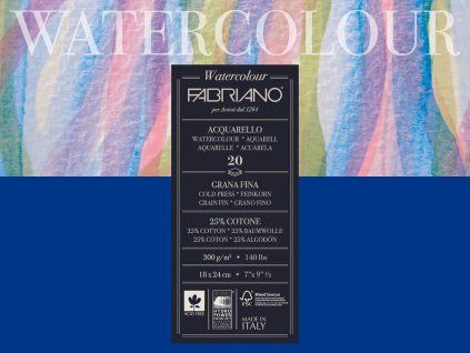 Fabriano Watercolour Cold Press akvarelový blok 31x41 cm, 300 g/m2, spirála, 20 listů