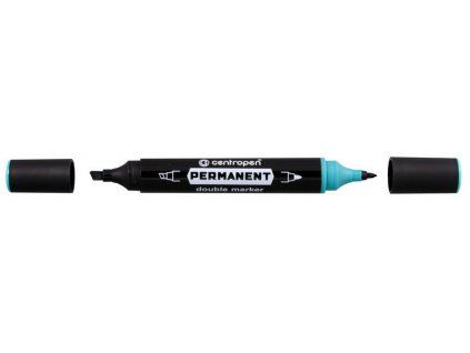Permanentní fix Centropen Double Marker 1666 zelený, válcový a klínový hrot