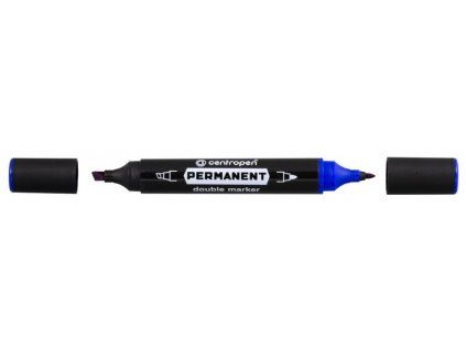 Centropen 1666 Double Marker permanentní fix, modrý, válcový a klínový hrot