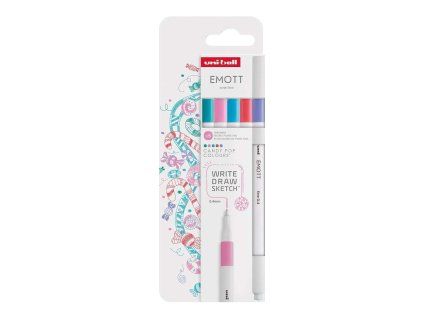 Uni EMOTT liner sada 5 ks Candy Pop, šířka stopy 0,4 mm, sladké tóny barev