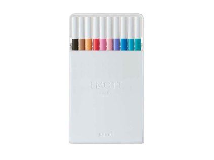 Uni EMOTT fineliner sada 10 pastelových barev, hrot 0,4 mm, vyrobeno v Japonsku