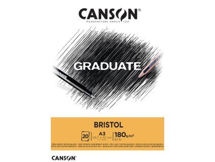 Canson Graduate Bristol skicák A3, 20 listů extra bílého papíru 180 g/m2, lepená vazba