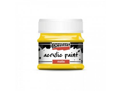 Pentart Matte akrylová barva 50 ml, odstín žlutá sluneční, matný povrch po zaschnutí