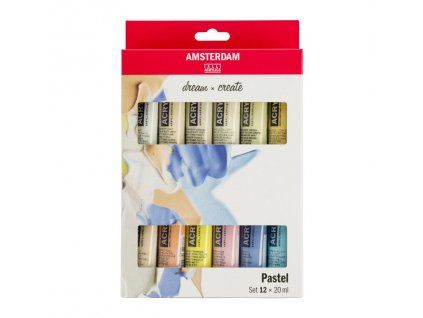Talens Amsterdam Acryl Pastel sada 12 akrylových barev po 20 ml, pastelové odstíny