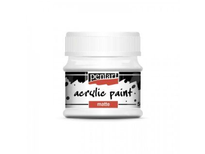 Pentart Matte akrylová barva 50 ml, bílá, matný povrch po zaschnutí, vodní báze