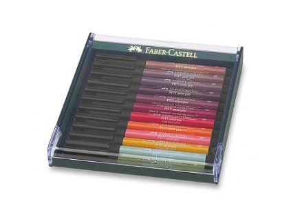 Faber-Castell PITT Artist Pen Brush sada 12 štětcových fixů v zemitých tónech
