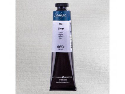 Nevskaya Palitra Ladoga metallic akrylová barva 46 ml, odstín Silver 966 stříbrná