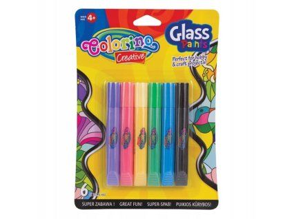 Colorino Glass Paints sada 6 vitrážových barev na sklo, každá tuba 10,5 ml