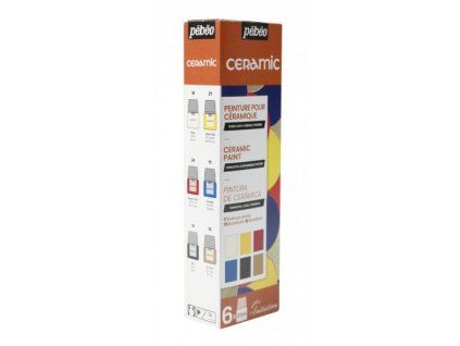 Pébéo Ceramic sada 6x20 ml, krycí barvy na keramiku a terakotu, 6 základních odstínů
