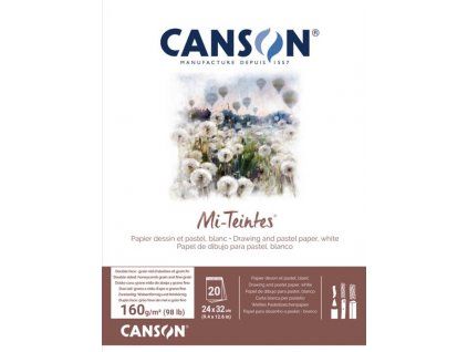 Canson Mi-Teintes lepený blok 32 x 41 cm, 160 g, bílý, papír na pastel