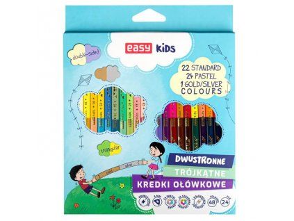 Školní pastelky Easy Kids oboustranné, sada 24 kusů s 48 barvami, trojhranný tvar