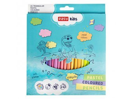Trojhranné pastelky Easy Kids sada 24 ks v jemných pastelových barvách pro školáky