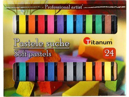 Suché pastely Titanum sada 24 ks, hranaté bloky 6,5 cm, syté barvy