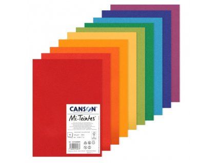 Canson Mi-Teintes listy A4 160g, sada 10 archů v základních barvách pro pastel