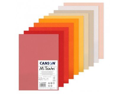 Canson Mi-Teintes pastelový papír A4 160g, sada 10 archů, teplé tóny