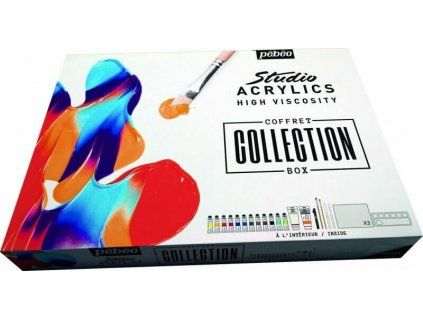 Pébéo Studio Acrylic Collection box, sada 12 akrylových barev s matně-saténovým efektem
