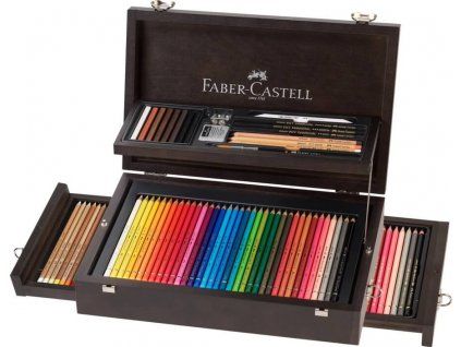 Faber-Castell Collection kreslířská sada 126 ks v dřevěném kufříku, Polychromos a Pitt