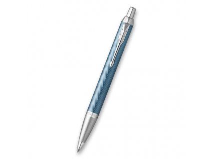Kuličkové pero Parker IM Premium Blue Grey s chromovými doplňky a broušenou nerezovou ocelí