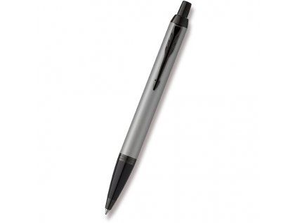Kuličkové pero Parker IM Achromatic Grey BT, tělo z broušené nerezové oceli