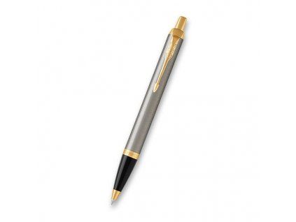 Kuličkové pero Parker IM Brushed Metal GT, tělo z broušené mosazi se zlatými doplňky