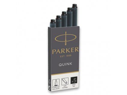 Inkoustové bombičky Parker Quink černé pro plnicí pera, balení 5 ks v papírové krabičce