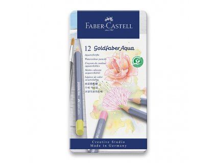 Faber-Castell Goldfaber Aqua Pastel, sada 12 akvarelových pastelů v kovovém pouzdře