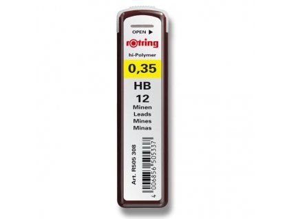 Rotring TIKKY tuhy do mikrotužky 0,35 mm HB, balení 12 tuh s vysokým obsahem polymerů