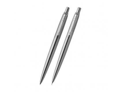 Parker Jotter Stainless Steel sada kuličkové pero a mikrotužka, broušená nerezová ocel