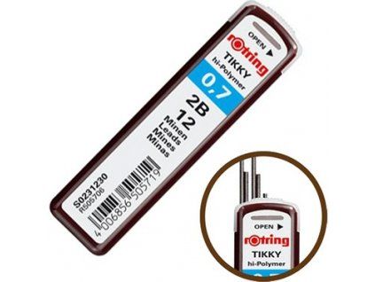 Rotring TIKKY tuhy do mikrotužky 0,7 mm, tvrdost 2B, balení 12 kusů