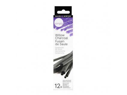 Sada 12 přírodních uhlů Daler Rowney Simply z vrbového proutí, průměry 3 až 6 mm