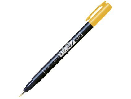 Tombow Fudenosuke Hard žlutý, štětcový fix s elastickým hrotem pro lettering a kaligrafii