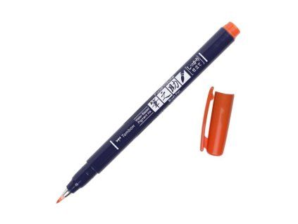 Štětcový fix Tombow Fudenosuke Hard oranžový s elastickým hrotem pro lettering a kaligrafii