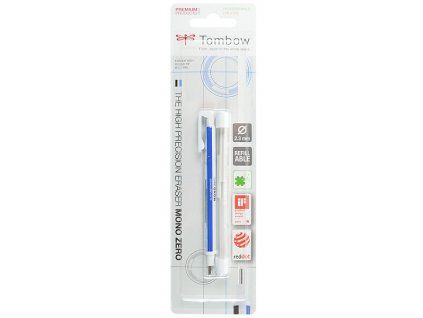 Tombow Mono Zero guma v tužce kulatá 2,3 mm, pruhovaná varianta EHR-KUR s náplněmi