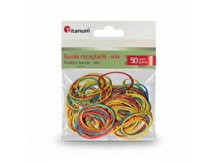 Elastické gumičky Titanum mix barev a velikostí, balení 50 g v plastovém sáčku
