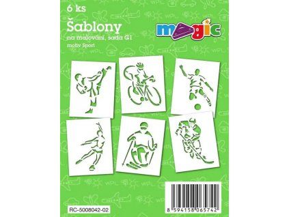 Magic papírové šablony sada G1 Sport, 6 ks, formát 11x14 cm, bílý karton 220 g