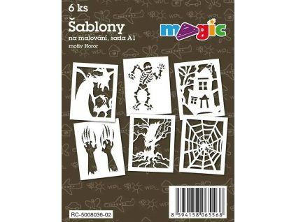Papírové šablony Magic sada A1 Horor, 6 ks formátu 11x14 cm, bílý karton 220g
